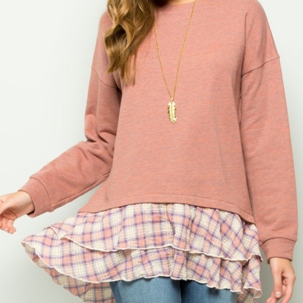 Coral shirt with cute ruffles